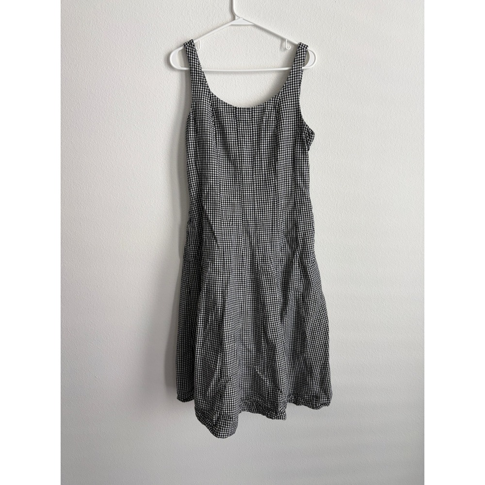 A New Day Black White Gingham Sleeveless Scoop Neck Midi Dress Womens 10